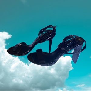 Forever 21 Black Faux Leather Strappy Ankle Heel